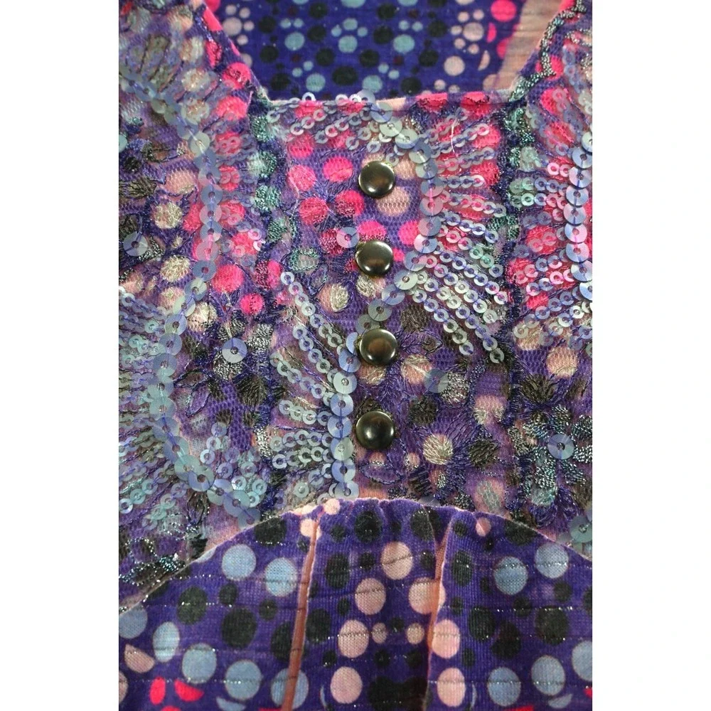 One World Pink Purple Embellished Y2K Top PS Petite Beaded Boho Fairycore Dreamy